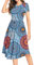 PCEAIIH Women Short Sleeve Polka Dot Dress Modest Teacher Midi Casual Dress with Pockets (XL, Mix Blue)