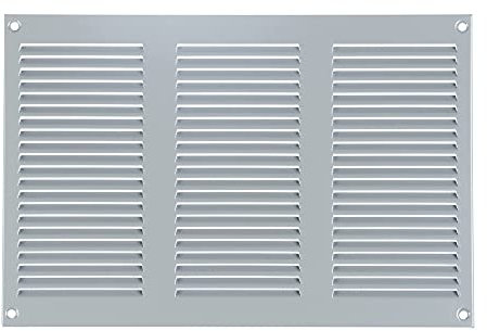 Steinberg14 Grille d'Aération Rectangulaire 300x200mm - Grise Grille de Ventilation en Métal - Registre d'évacuation d'air avec Moustiquaire - Couvercle d'évent Interne pour Mur et Plafond