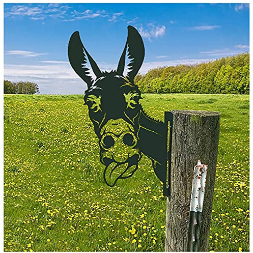 Bauernhof Spucktiere Kuh Rost Garten Metall Gartenstecker, Esel Hirsch Hahn Katze Deko Edelrost Baumstecker Ornament Metallkunst Tiere Metall Silhouette Gartenschilder Bauernhaus Garten Deko (B)