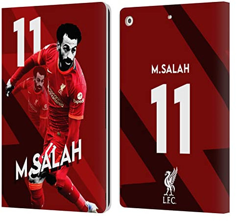 Head Case Designs Licenciado Oficialmente Liverpool Football Club Mohamed Salah 2021/22 Primer Equipo Carcasa de Cuero Tipo Libro Compatible con Apple iPad 10.2 2019/2020/2021