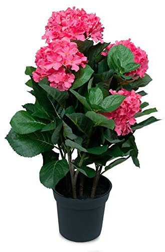 ambico Kunstpflanze Hortensie Nora 55 - künstliche Pflanze aus UV-beständigem Material - künstliche Hortensie in 55cm Höhe - Kunstblume