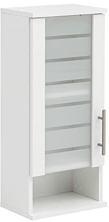 Lomadox Hängeschrank Bad in Weiß mit Milchglas, B/H/T: 30,3/70,8/20,5 cm