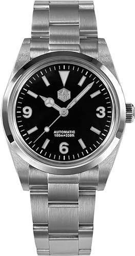 San Martin SN021G Herren Luxusuhren 36 mm 369 Zifferblatt Explore Climbing Series Unisex Mode Sportuhren Saphirglas PT5000 Automatik Mechanisch Edelstahl Armbanduhr (Black), SN021B