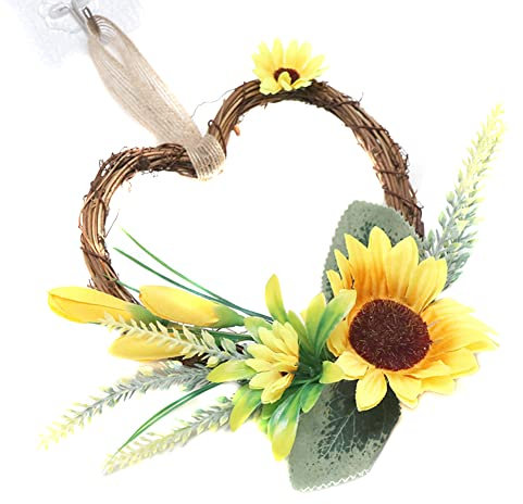Corona in Rattan A Forma di Cuore per Porta D'Ingresso, Asudaro Ghirlande di Vite Naturali Simulazione Del Cuore Fiore Artificiale per La Decorazione di Arte Della Casa di Nozze Dell'Hotel