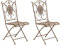 CLP 2er-Set Gartenstuhl Sibell im Landhausstil, aus Metall mit klappbarem Design, ideal für Terrasse oder Balkon, in 6 Farben erhältlich, Farbe:antik braun