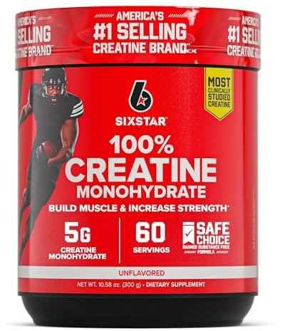 Six Star 100% Creatine Monohydrate Powder - Unflavored Micronized Creatine Monohydrate Supplement for Workout Performance, Muscle Building & Strength - Creatine Powder for Women & Men - 60 Servings