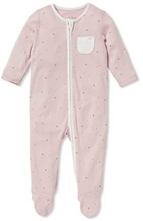 MORI Baby Boys and Girls Clever Sleepsuit in Stardust - Unisex Two Way Zipped Organic Pyjama - Comfortable Toddler Footed Nightwear - 3-6 Months