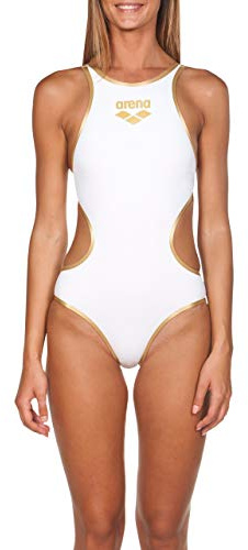 ARENA One Big Logo Bañador de Una Pieza para Mujer, Bañador Deportivo de Secado Rápido y Tejido MaxLife Eco, Resistente al Cloro y Protección UPF 50+ UV