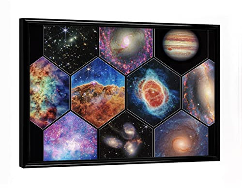 artboxONE Poster mit schwarzem Rahmen 18x13 cm Reise Das Teleskop - Bild Sonne James webb Jupiter