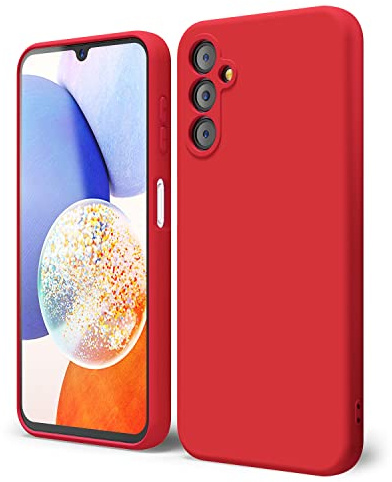 oakxco for Samsung Galaxy A14 5G Case Silicone, Thin Slim Grip Soft Rubber Gel Protective Phone Case for Women, Matte Plain Solid Color Aesthetic Cute Girly Case with Camera Cover, Red