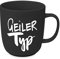 ReWu Becher Tasse aus Porzellan mit Schriftzug Geiler Typ Schwarz/Weiß Henkelbecher Kaffebecher Trinkbecher Mug 9x9x10cm