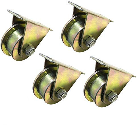BATLAM Lenkrolle mit T-Nut, Schwerlasträder, Räder aus Kohlenstoffstahl, Richtungsscheibe, kaltgewalzter Stahlträger, Doppellager, für Rundrohre, Industrie, Schiebetür (100 mm/4 Zoll) (80 mm/3 Zoll)