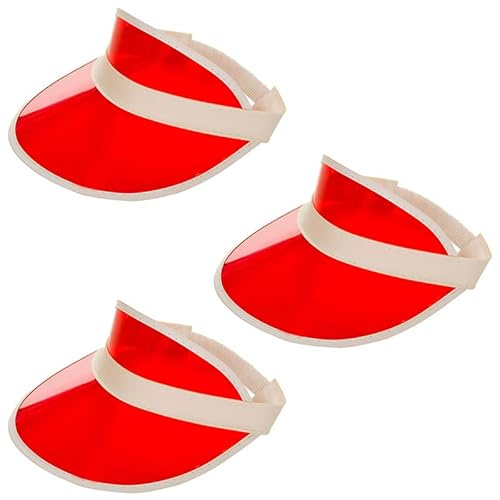 My Illusions Fancy Dress Sun Visors for Men and Women Adults Festival Retro 80s Sports Hat Accessory (Red)