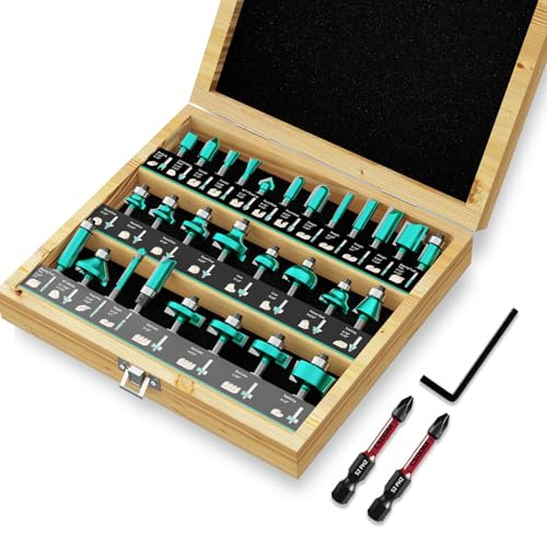 CSOOM 30-teiliges Fräser-Set – 1/4-Zoll-Schaft mit professionellen Holzbearbeitungswerkzeugen für präzises Schnitzen und vielseitige Anwendungen