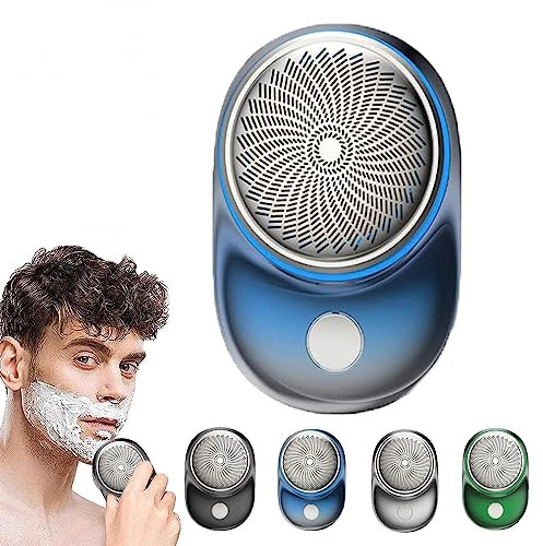 Mini Rasierer Herren Tragbarer Taschenrasierer USB Elektrisch Waschbarer Nass- und Trockenrasierer für Männer Rasierapparate Mini Portable Shaver für Freund Vater Zuhause Reisen (Blau)