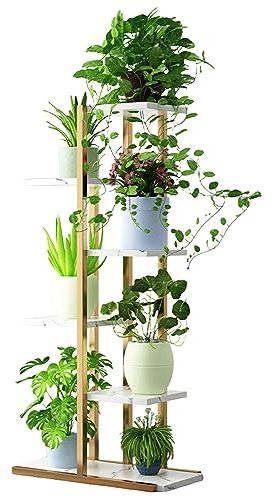 Chiusuet Plant Stand Indoor Outdoor, 6 Tier Indoor Display Rack, Garden Plant Shelf Rack Holder, Metal Plant Stand Flower Pots, Plant Display Multi Tier Flower Shelves Stands White