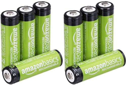 Amazon Basics AA-Batterien, wiederaufladbar, 2000 mAh, vorgeladen, 4 Stück (Packung mit 2)