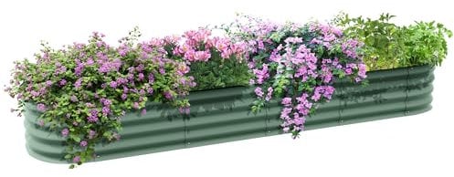 Outsunny Jardinière surélevée carré Potager de Jardin en Acier modulable pour légumes, Plantes, Fleurs, dim. 240 x 62 x 30cm, Vert