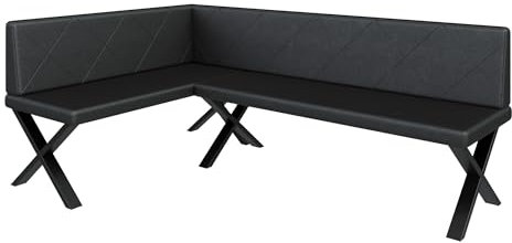 FURNISTAR Eckbank Akiko Metal X - Eckbankgruppe für Ihrem Esszimmer, Küche modern, Sitzecke, Essecke. Perfekt für Küche, Büro und Rezeption. Solide und Starke Verarbeitung. (128x196-Links-Soft11)