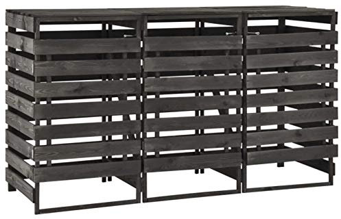 BAZZI Housse de poubelle extérieure en bois triple en bois de pin peint 210 x 75 x 121 cm