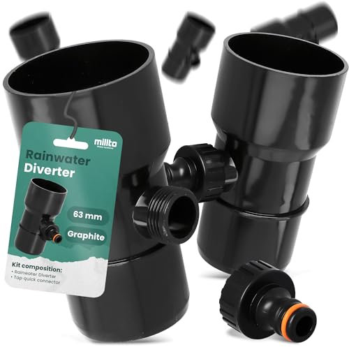 Millto™ Regensammler Dachrinnenablauf für Regentonne DN Ø63 mm 3/4 AG Graphit | Wasserfänger Wassersammler Regenwasser Fallrohr Regenwassersammler Fallrohrfilter Anschluss für Schnellkupplung