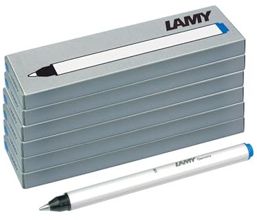 LAMY T11 Tintenrollerpatrone 6er Set mit großem Tintenvorrat und Schreibspitze aus Edelstahl in der Farbe Blau (löschbar) für Patronenroller Modell 311 Lamy balloon - 18 Minen