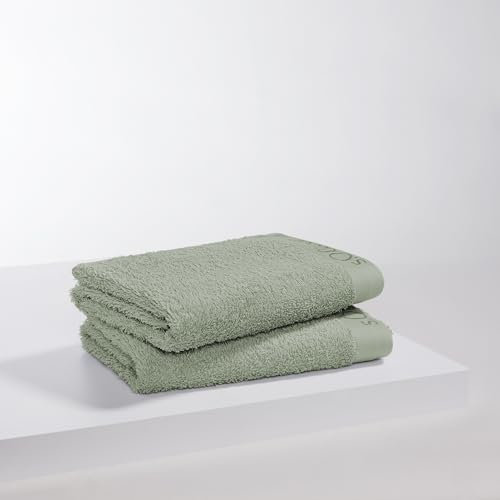 s.Oliver 2 TLG Handtuch Set 50x100cm - 100% Baumwolle, 600 g/m², weich & saugstark, Doppelpack Handtücher hellgrün