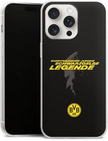 Slim Case kompatibel mit Apple iPhone 15 Pro Max Silikon Handyhülle transparent Hülle extra dünn Marco Reus Borussia Dortmund BVB