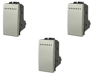 3 pezzi Interruttore Unipolare 1P 1M 16A, Compatibile Con Living Light, Da 1 Posto Modulo colore Silver Grigio