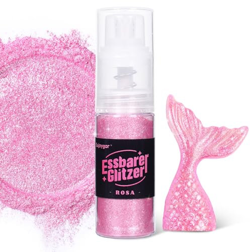Essbarer Glitzer - 10g, Rosa Glitzer für Getränke Essbares Glitzerpulver, Lebensmittelfarbe Pulver Goldpulver, Metallisch Glitzerpuder Glitzerspray für Cocktails, Schokolade, Kuchen, Fondant