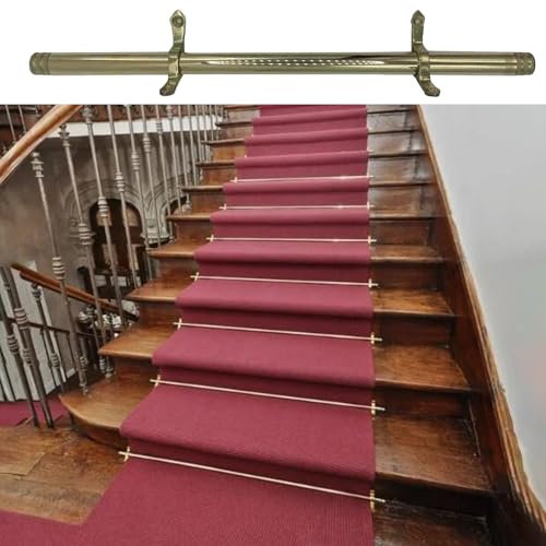 EXCLURA Treppenteppichstangen Treppenteppichstangen aus Hellem Messingrohr, Treppenläuferstangen aus Gold, 70 cm/80 cm/90 cm/100 cm Breite Treppenstangen für Treppen(36in(90cm))