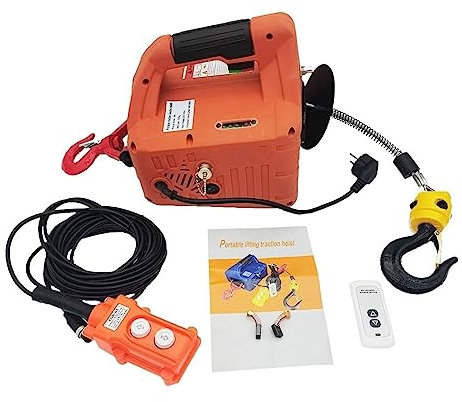 WQZStar Treuil électrique 500 kg de Charge Portable électrique, treuil de Traction Manuel/télécommande/Commande par Fil, Outil de Levage de palan électrique (500 kg 1)