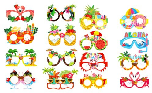 Occhiali da Festa Hawaiana, 16 pezzi Occhiali da Festa per Bambini e Adulti, Gadget Hawaiani per Feste, per feste in piscina sulla spiaggia estiva, per Tema Hawaiano Festa, multicolore
