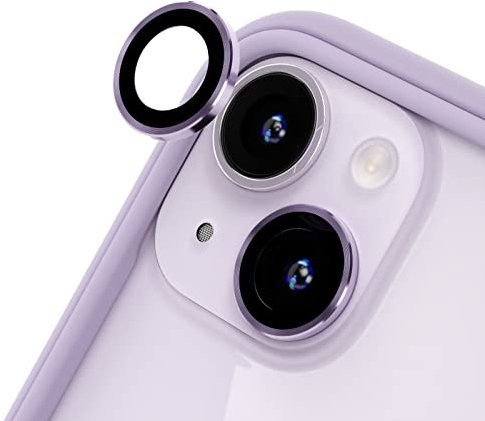 RhinoShield Protection d'objectif en verre trempé 9H compatible avec [iPhone 14/14 Plus] | Résistance aux chocs et aux rayures, haute clarté, protection anti-éclats, techn anti-buée - Violet