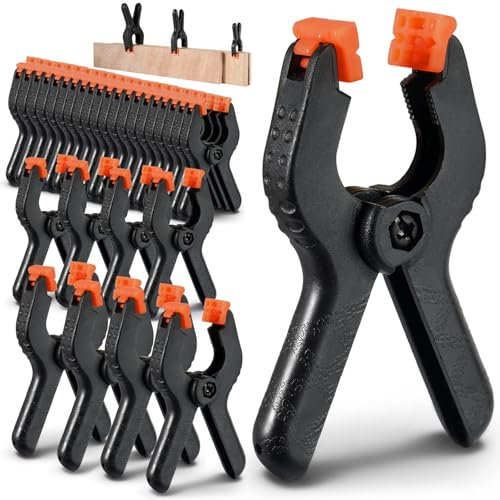 Realure Abrazaderas de Resorte, Pinzas de Clips, Abrazaderas de sujeción con resorte mandíbulas giratorias,con amplia apertura de mordaza, para fondo de fotografía, Carpintería (28Pcs-2/3/4 Pulgadas)