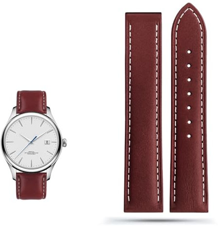ALHOX Echtes Lederarmband für Omega Seamaster 300 150 Speedmaster 007 AT150 Braunes Herrenarmband 20mm 22mm(B browm,20mm)