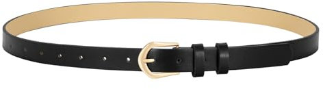 VONMELLI Schmaler Gürtel Damen Dünner Taillegürtel Damen Mode Jeans Kleid Gürtel mit Gold Schnalle Schwarz Passend für Taillenumfang 63-80cm