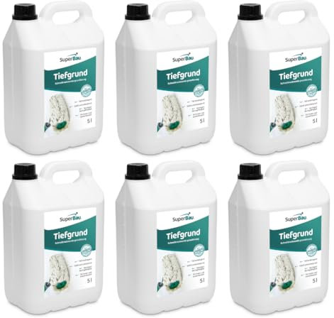SuperBau Tiefgrund (30L 150m² bis 300m²) für Innen und Außen Tiefengrund Schnelltrocknenden Haftgrund Verbessert die Haftung von Farbe Mörtel Putz Kleber Betonkontakt Wand und Boden Saugfähigkeit