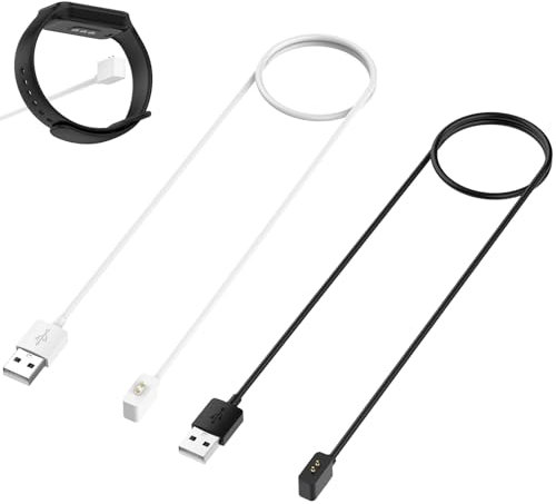 Okaywork 2 pezzi Cavo di ricarica per Xiaomi Smart Band 8/8NFC, 1 m ABS Cavo di ricarica USB magnetico, per caricabatterie compatibile con Xiaomi Band 8, Cavo di ricarica per orologio, nero e bianco