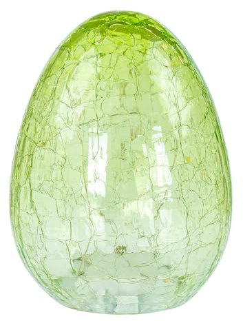 levandeo LED Osterei H16cm Grün Glas Licht mit Timer Dekolampe Tischlampe Stimmungslicht Osterdeko Crackle Look