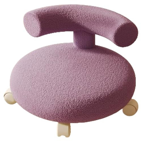 Vllentin Niedriger runder Rollhocker,Beweglicher Rollhockerstuhl,360° drehbarer niedriger runder Hocker,Rückenstütze,Leise Drehung,Einfach zu bewegen,Für Büro,Café,Zuhause,Küche usw