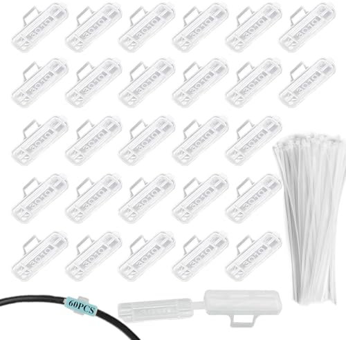 RXKFIGX 60 Pieces Transparent Cable Labels and 60 Pieces White Cable Ties Box of Cable Tags Cable Labels Cable Identification Tags for Cable Management and Identification (3010-60)