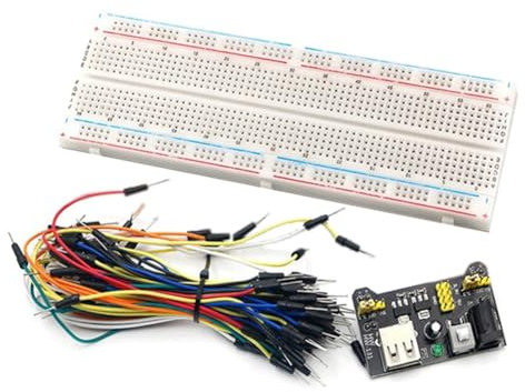 Mcclellanty MB102 Breadboard Power Module Kit with 830 Point Solderless Breadboard & 65 Flexible Jumper Wires for Prototyping