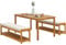 Outsunny 3 TLG. Gartenmöbel-Set Akazienholz Sitzgarnitur inkl. 1 Esstisch mit Schirmloch, 2 Bänke, Balkonmöbel-Set, Gartengarnitur für Balkon, Terrasse, Teak
