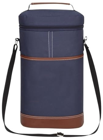 Sac à vin portable pour 2 bouteilles de vin avec sac à champagne glacé, bleu, Taille unique