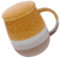KICHOUSE Taza de ceramica taza con tapa tazas de avena colador tazas de medio litro para el té taza gigante taza para beber Taza de té de viaje tazas de café cerámica Yellow
