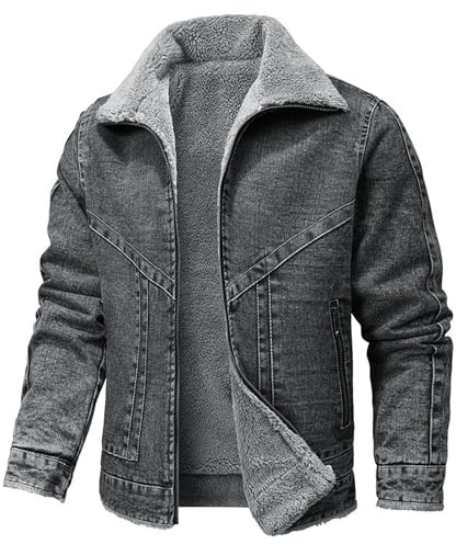 Herren-Jeansjacke für Herbst und Winter, Sherpa-Cowboy-Mantel, Fleece-gefütterte Jeansjacke für Herren