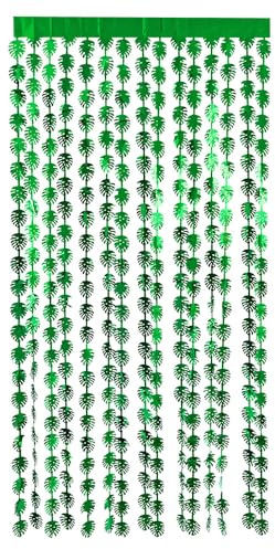 Boland - Folienvorhang Palme, 200 x 100 cm | Glänzender Vorhang für Silvester, Strandparty, Geburtstag und Fotohintergründe, Blätter, Hawaii