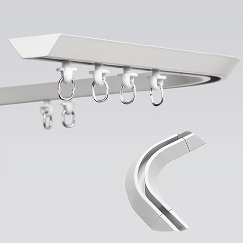 120/250/350/480/500CM Gardinenschiene 1 Läufig, Leisem Eckgleiter, Aluminium-Gardinenstange Für Vorhänge Wohnmobil-Vorhangschiene Raumteiler Duschvorhang(90 Degree Corner Bends)