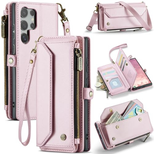 Wallet Case for iPhone Xs Max, Bag Leather Phone Cover With Zipper Detachable Wrist Strap And Shoulder Strap